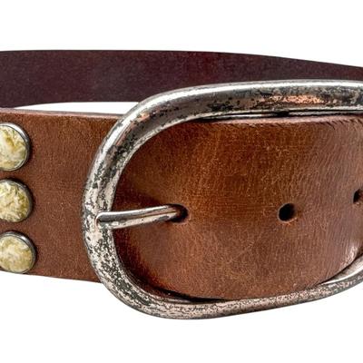 Paul Smith Real Leather Studded Belt – Brown, Size 38 / 95