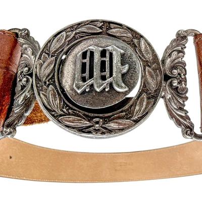 Vintage Watne Ltd. Leather Belt with Silver-Tone Hardware, Marked ©1991, Size Medium