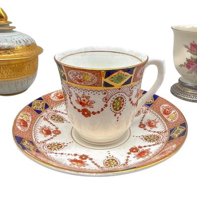 Rosenthal Egg Cup Candle, Thai Benjarong Box/Bowl & Colclough Cup/Saucer (3 items)