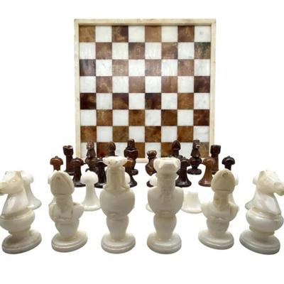 Stone Chess Board with Chess Pieces Set