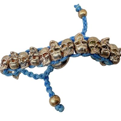 Marked Links of London Skull Bead Adjustable Bracelet – Blue Macramé