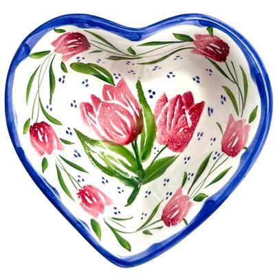 Italian Vintage Ceramic Heart-Shaped Bowl with Floral Design – Ancora