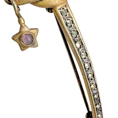 Vintage Marked Sterling Silver Brooch with Marcasite Accents