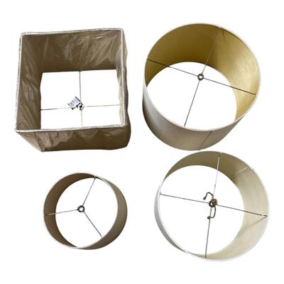 Assorted Neutral Fabric Lamp Shades – Drum & Square Styles (Lot of 4)