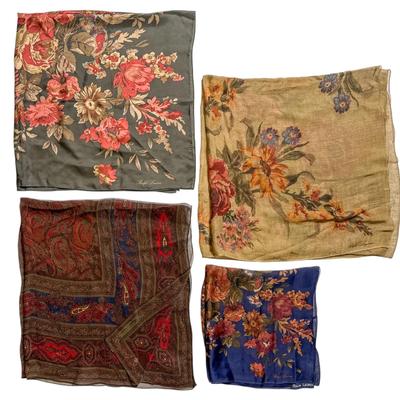 Silk Ralph Lauren Floral & Paisley Print Scarves – Set of 4