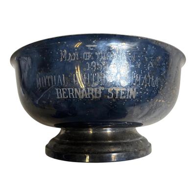 1958 Bernard Stein “Man of the Year” Engraved Silverplate Pedestal Bowl