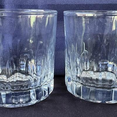 Pair of Libbey Clear Glass Rocks Tumblers ~ Heavy Base Whiskey Glasses 