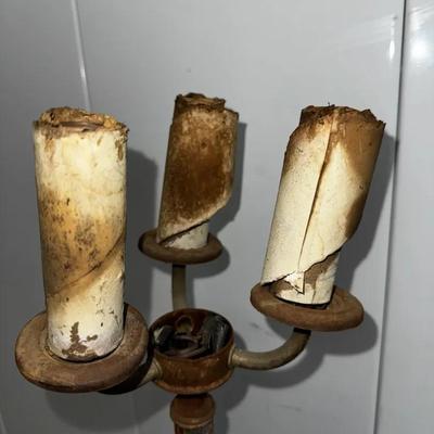 Antique 3-Light Floor Lamp Candelabra Base – Cast Iron & Metal – Project / Restoration Piece