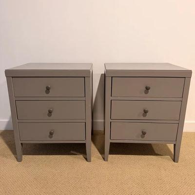 Pair of Gray 3-Drawer Nightstands / Bedside Tables – Modern Style