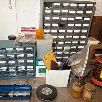 Large Lot Of Parts Cabinet With  Nails Screws Bolts