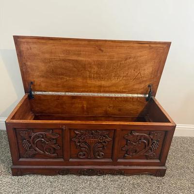 Royola Pacific Renaissance Inspired Wood Chest with Carved Detail