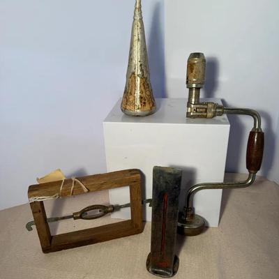 Vintage Tools Wood Splitter, Rail Clamp, and Wood Splitters