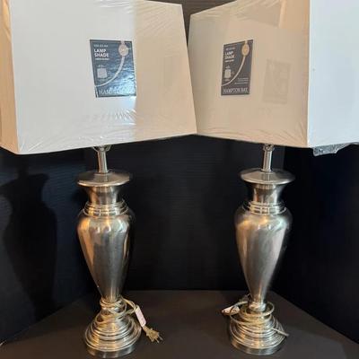 Set Of Two Lamps With A Nickel Finish