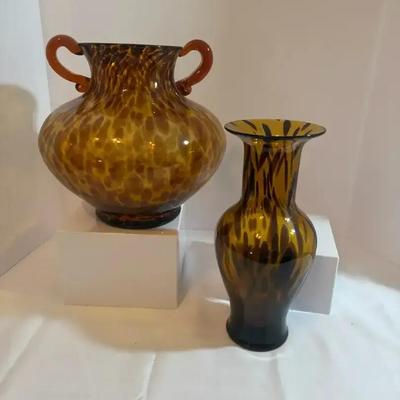 Tortoise Shell Glass Blown Vase Set