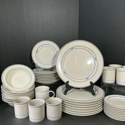 Vintage Brick Oven Scandia Blue Stoneware Dinnerware