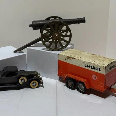 Vintage Collectibles Mixed Lot Car, Cannon, Uhaul Trailer