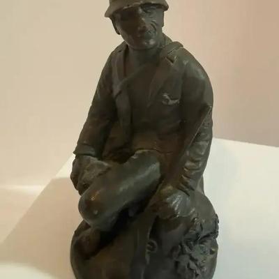 Hunter with Dog Sculpture
