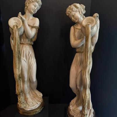 Large Greek Figures Chalkware by Universal Statuary Corp 