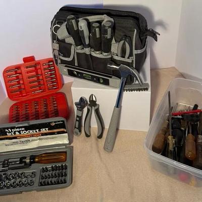Bit And Socket Sets, Screwdrivers, Bag With Mixed Tools