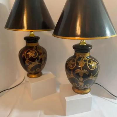 Chinoiserie Inspired Gold Detail Table Lamps