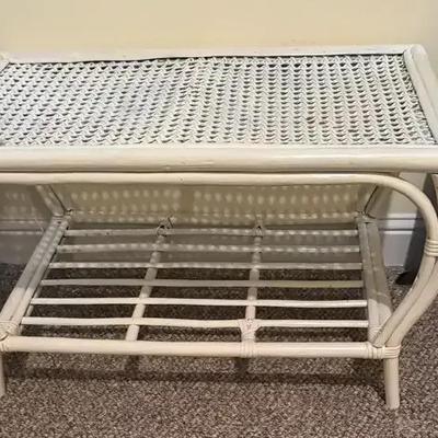 White Wicker Rattan Coffee Table