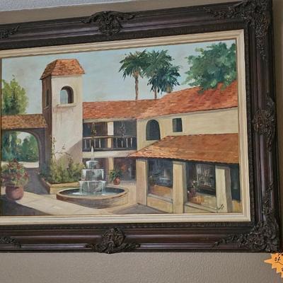 Signed oil painting of a Mission $250