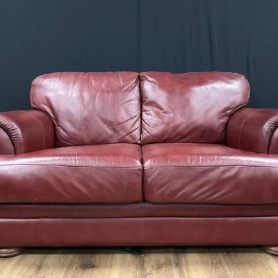 Burgundy Leather Loveseat