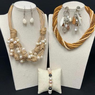 Hues Of Brown & Freshwater Pearls Costume Jewelry 