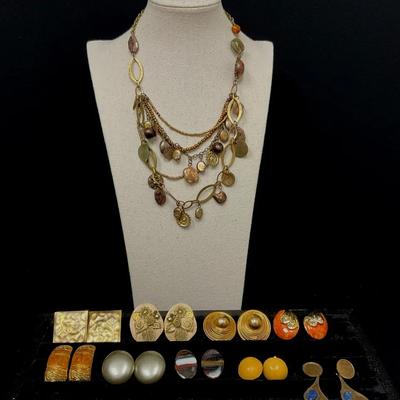 Assortment Of Earrings & Necklace 