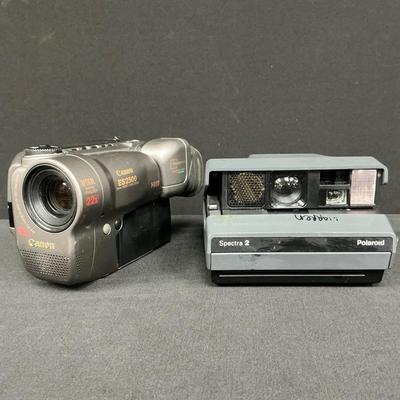 Retro Polaroid And Canon Video Camera