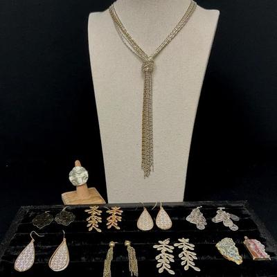 Silver & Gold Tone Earrings, Necklace, Ring & Pendants