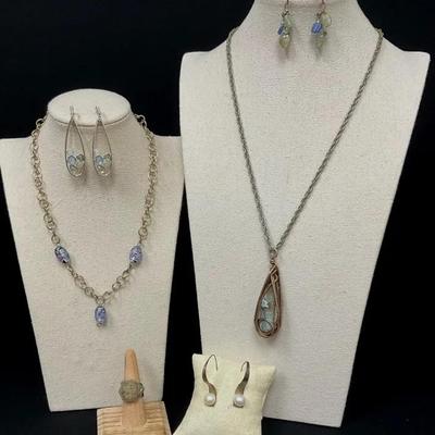 Blue Tone & Faux Pearl Jewelry 