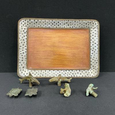Metal Serving Tray And Animal Knobs