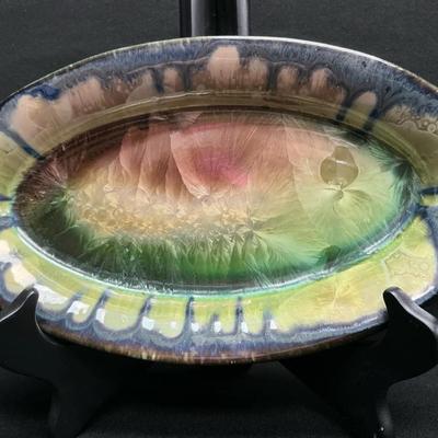 Edgcomb Studio Potters Maine Black Drip Glaze Oval Dish