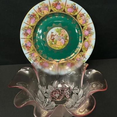 Carlsbad Love Story Decorative Plate & Crystal Bowl 