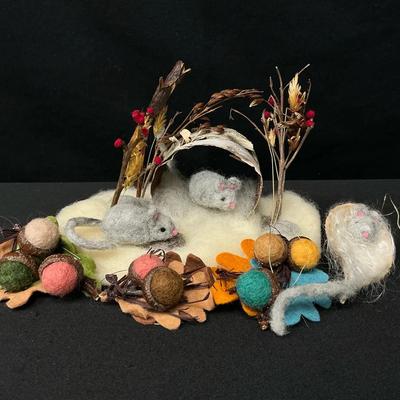 Needle-Felted Wool Mice Scene 