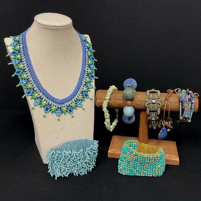 Shades Of Blue & Green Bracelets & Necklace 