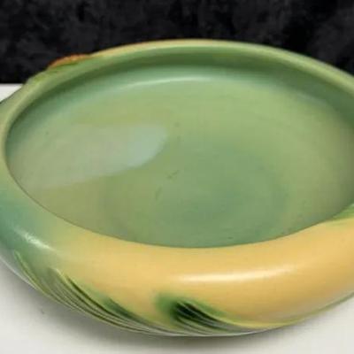 vintage Roseville Pine Cone art pottery, specifically a high-sided center bowl or console bowl