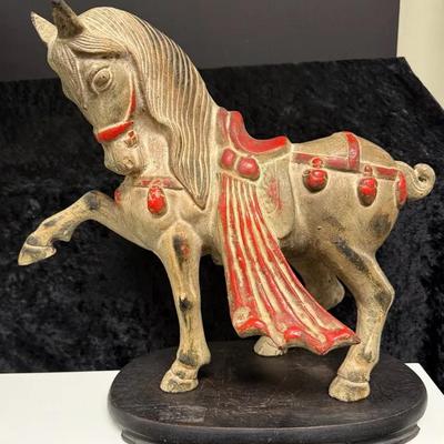 Vintage Cast Iron War Horse Statue