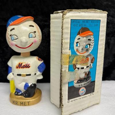 original 1960s Mr. Met bobblehead bank with its original box