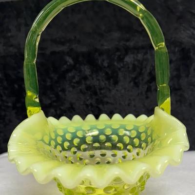 Rare Vintage Fenton Topaz Opalescent Basket