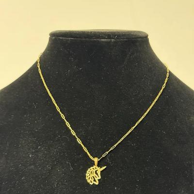 14k Yellow Gold Unicorn Charm Pendant