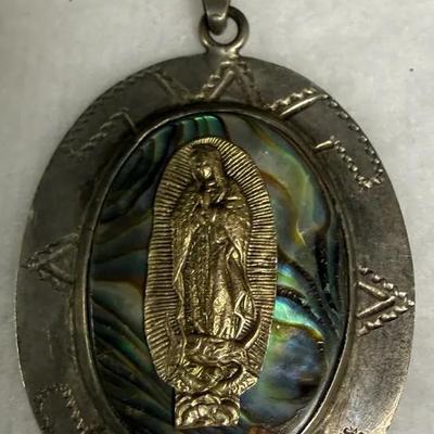 Catholic Vintage Sterling Silver Large Our Lady of Guadalupe Religious Medal