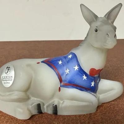 Fenton Hand Painted Patriotic Democrat Donkey figurine