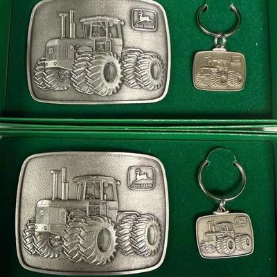 John Deere tractor belt buckles and keychains