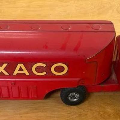 vintage 1950s Buddy L Texaco pressed steel oil tanker semi-truck