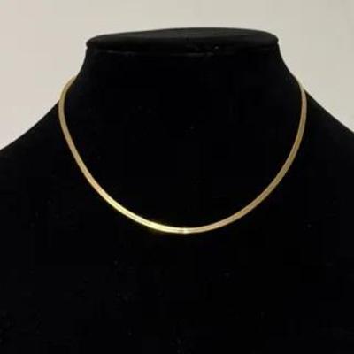 14k gold-tone metal herringbone chain necklace