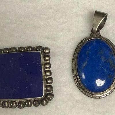 Vintage sterling silver lapis lazuli pendants