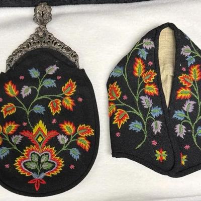 traditional Norwegian folk costume (bunad) purse and a matching accessory
