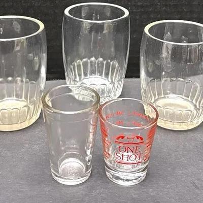 Vintage Bartlett Collins Barrel Glasses & Shot Glasses 